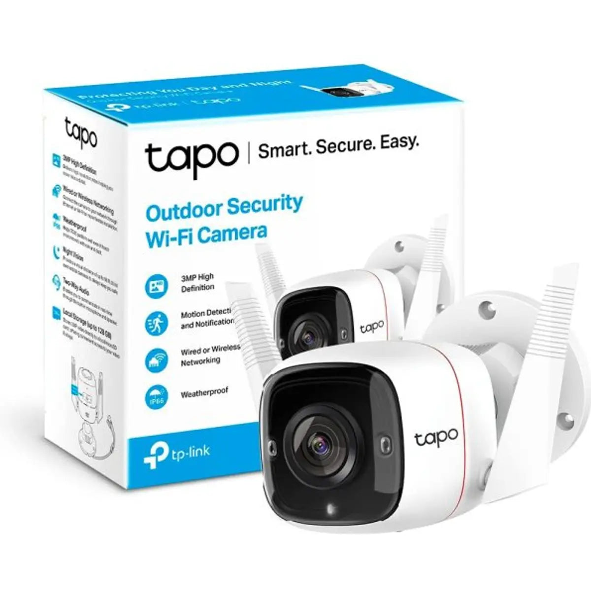 TC65 - Câmara de vigilância IP (WiFi / Ethernet) 3Mpx 3.89mm IR 30m - IP66