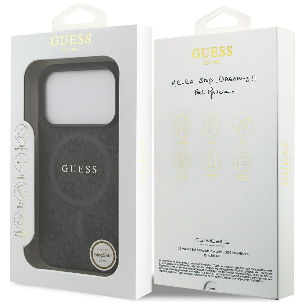 Capa Guess 4G Ring Classic Logo MagSafe - iPhone 17 Pro - Preto