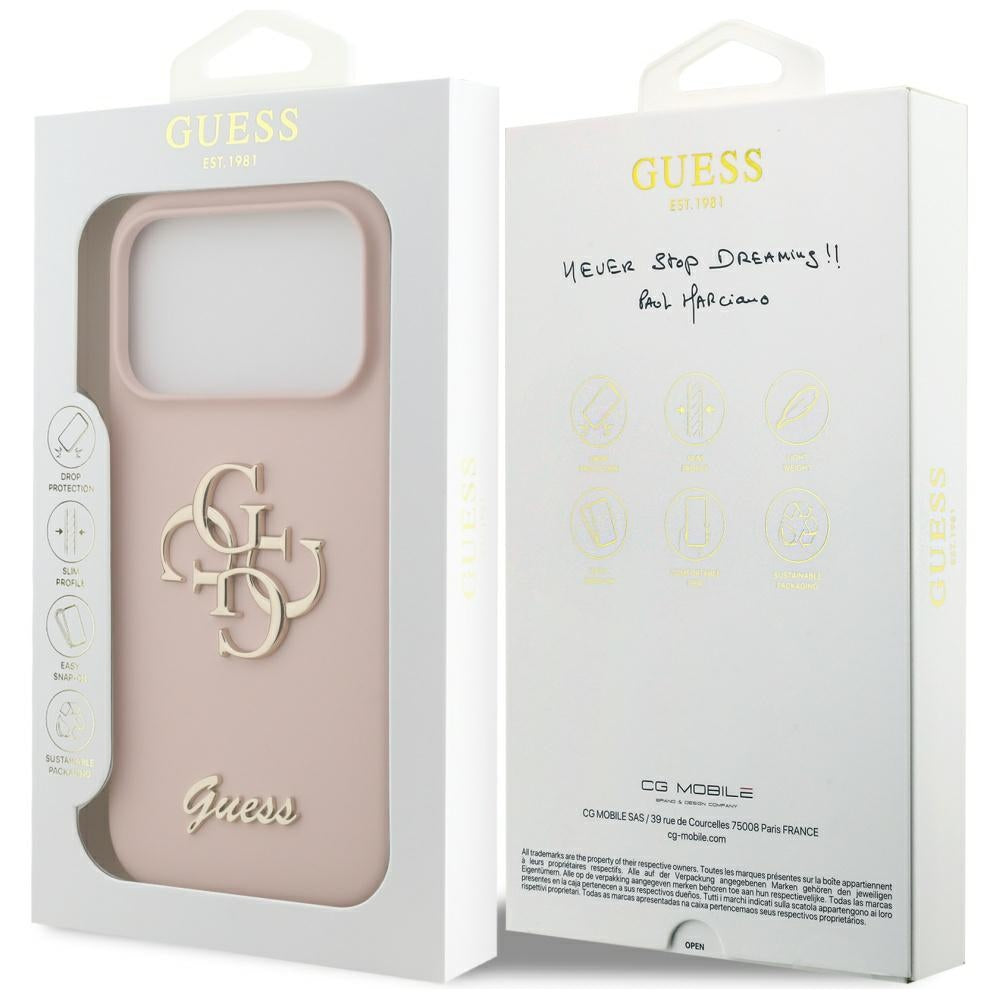 Capa Guess Silicone Big 4G Script - iPhone 17 Pro - Rosa-claro