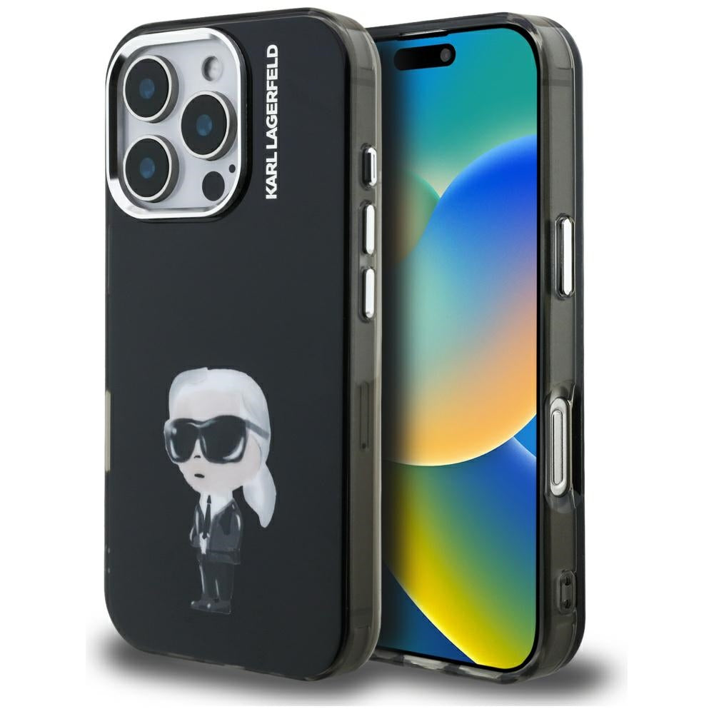 Karl Lagerfeld - IML Aquarelle Karl & Logo MagSafe (KLHCP16XHMKIAQK) - iPhone 16 Pro Max - Black