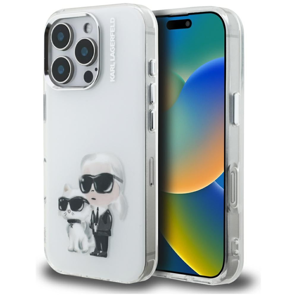 Karl Lagerfeld - IML Aquarelle Karl & Choupette (KLHCP16XHMKCAQH) - iPhone 16 Pro Max - White