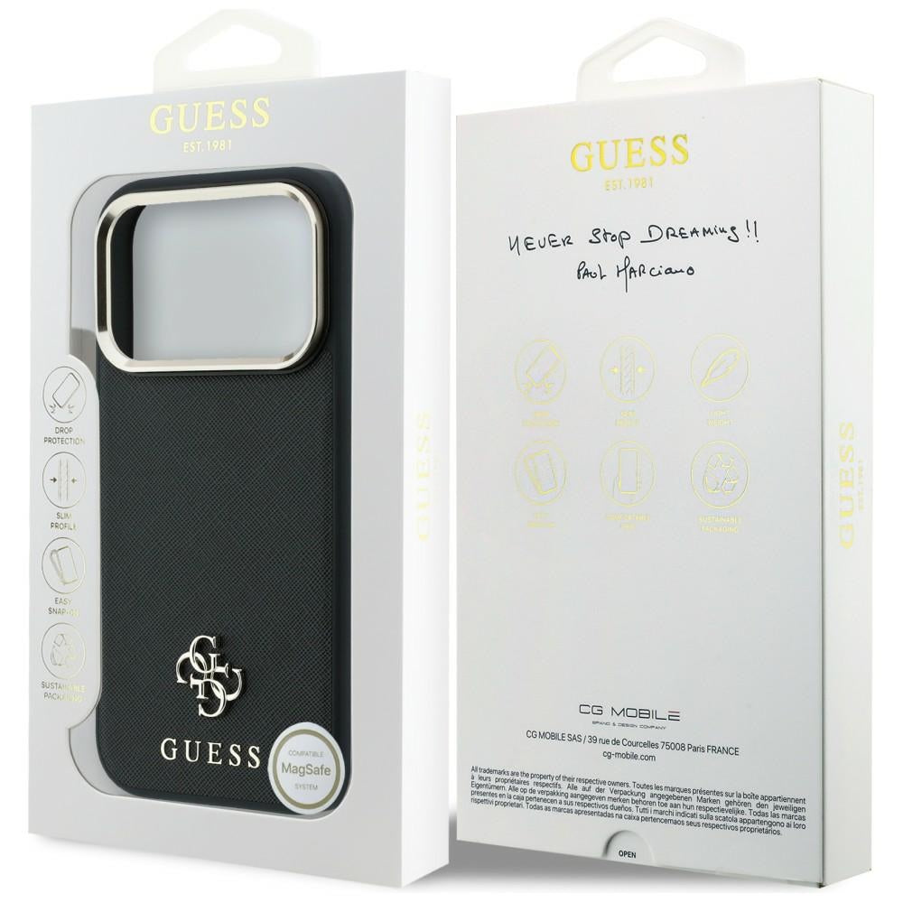Capa Guess Saffiano Small 4G Classic MagSafe - iPhone 17 Pro Max / 18 Pro Max - Preto