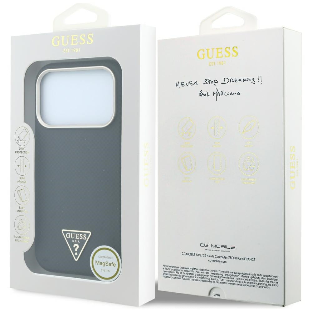 Capa Guess Kevlar Triangle Logo MagSafe - iPhone 17 Pro / 18 Pro - Preto