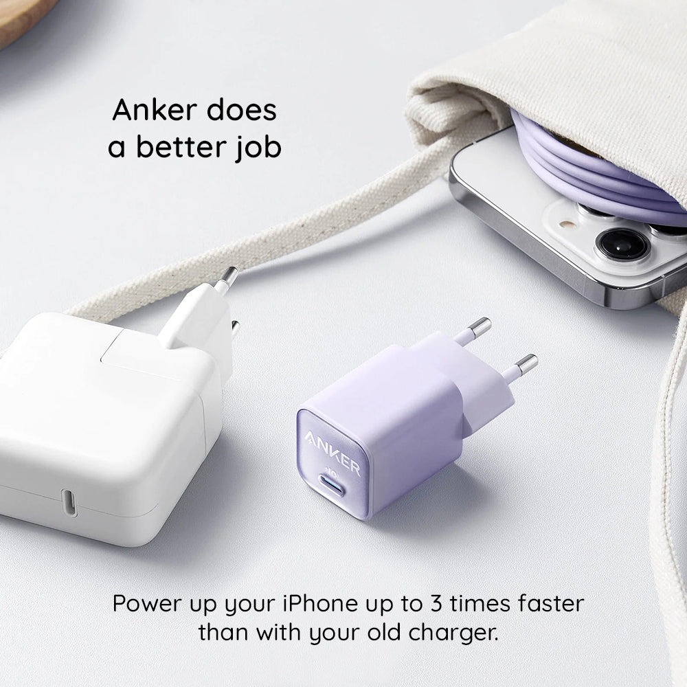 Anker 511 Nano 3 - Carregador de Parede GaN USB-C 30W - Branco