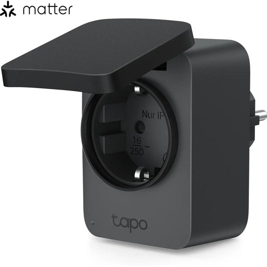 Tapo P410M - Tomada Inteligente Wi-Fi c/ Matter - 16A 3680W c/ medição consumo - p/ exterior IP54