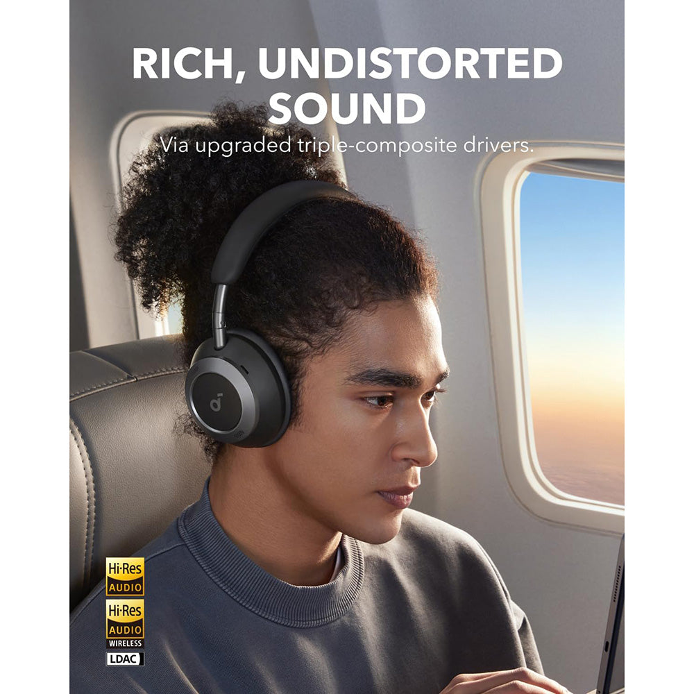 Anker Soundcore Space One Pro - Auscultadores Bluetooth 5.3 com Cancelamento Ativo de Ruído e Hi-Res - Preto