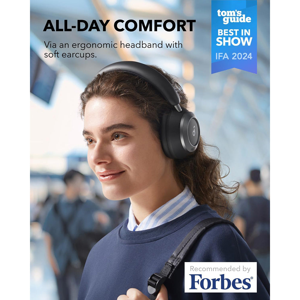 Anker Soundcore Space One Pro - Auscultadores Bluetooth 5.3 com Cancelamento Ativo de Ruído e Hi-Res - Preto
