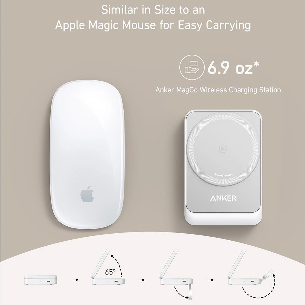 Anker MagGo 3 em 1 - Estação de Carregamento Qi2 15W para Apple, com carregador e cabo USB-C - Branco