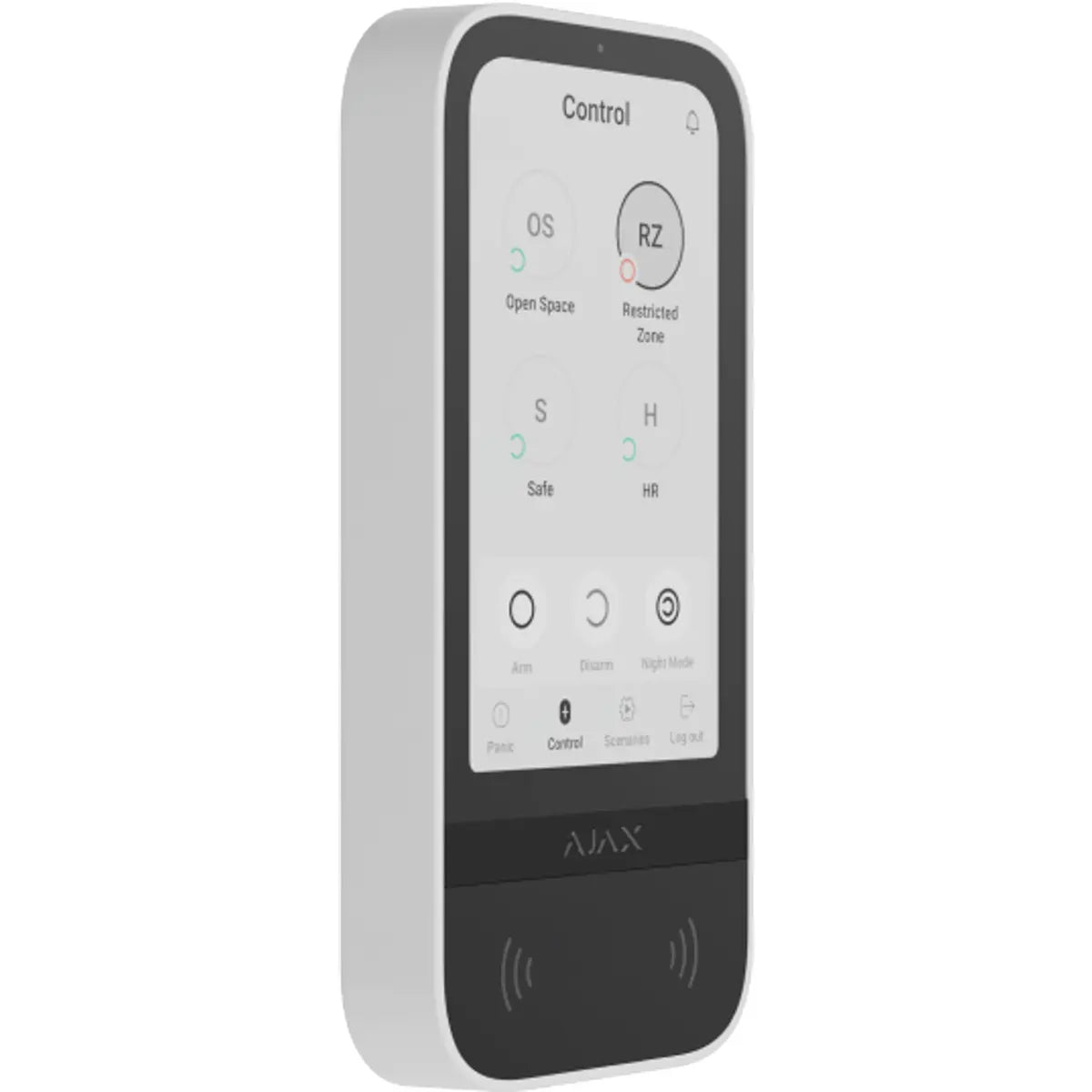 Teclado sem fios com ecrã tátil e leitor RFID para controlar um sistema Ajax - branco