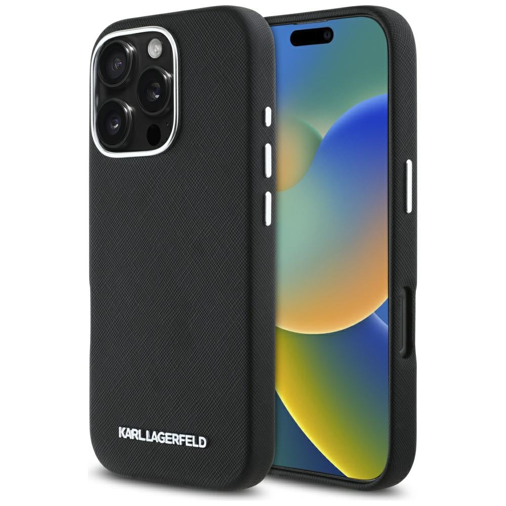 Karl Lagerfeld - Leather Karl Pin MagSafe (KLHMP17LPSMLRKLK) - iPhone 17 Pro - Black