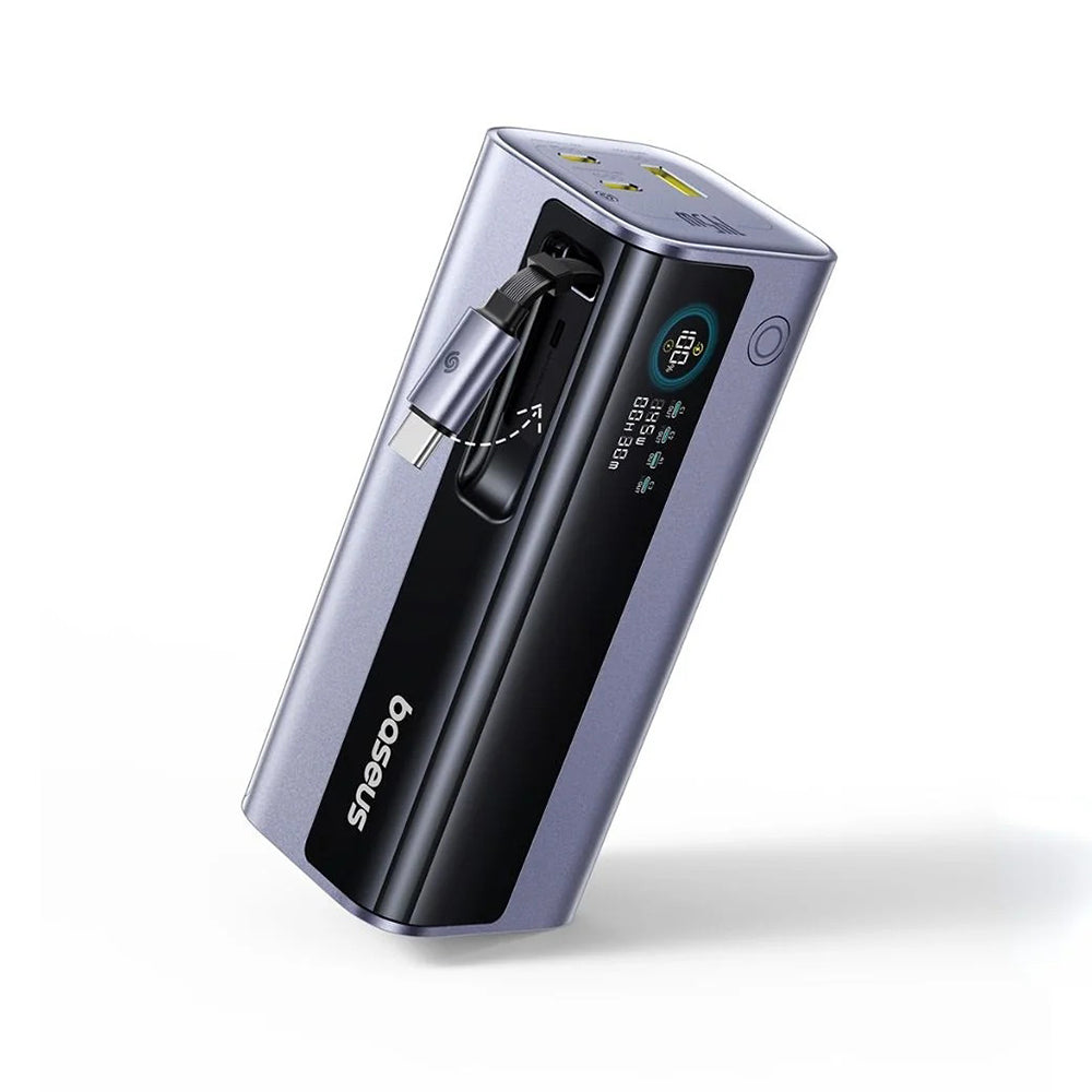 Baseus EnerGeek GR11 - Power Bank 20000mAh 145W com Cabo USB-C Retrátil - Cinzento