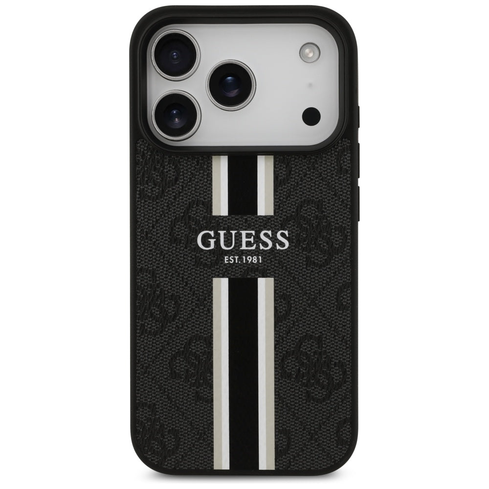 Capa Guess Hardcase 4G Printed Stripes MagSafe - iPhone 17 Pro Max - Preto