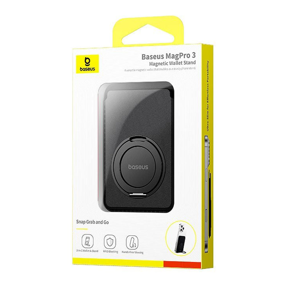 Baseus MagPro 3 - Carteira Magnética com Suporte para 3 Cartões e Proteção RFID - Preto