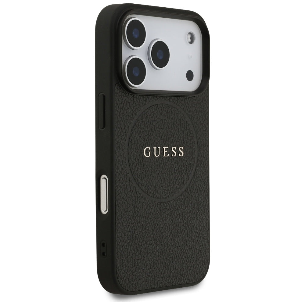 Capa Guess Grained Gold Ring MagSafe - iPhone 17 Pro - Preto