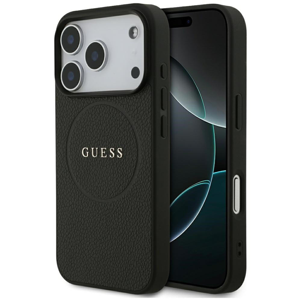 Capa Guess Grained Gold Ring MagSafe - iPhone 17 Pro - Preto