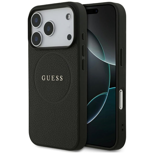 Capa Guess Grained Gold Ring MagSafe - iPhone 17 Pro - Preto