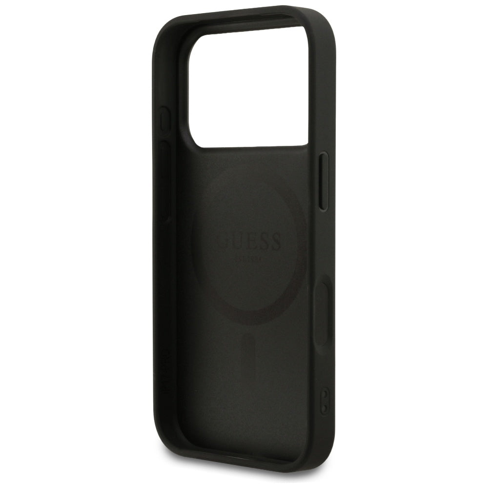 Capa Guess Grained Gold Ring MagSafe - iPhone 17 Pro Max - Preto