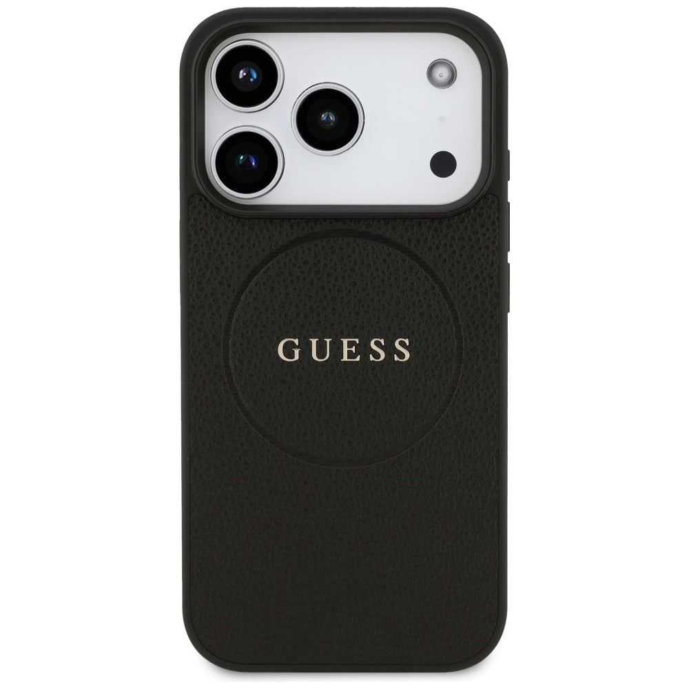 Capa Guess Grained Gold Ring MagSafe - iPhone 17 Pro Max - Preto