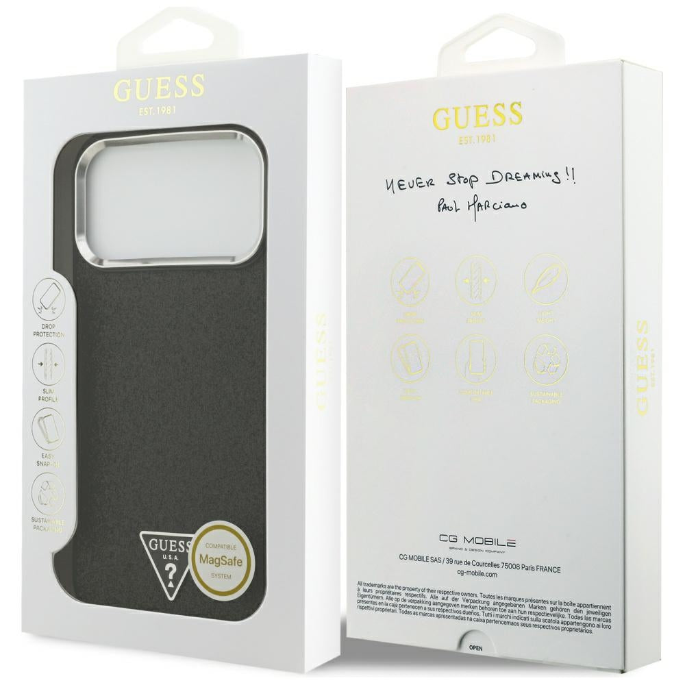 Capa Guess Glitter Triangle Logo MagSafe - iPhone 17 Pro Max - Preto