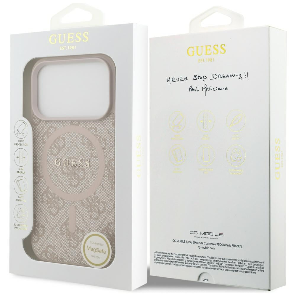 Capa Guess 4G Ring Classic Logo MagSafe - iPhone 17 Pro - Rosa
