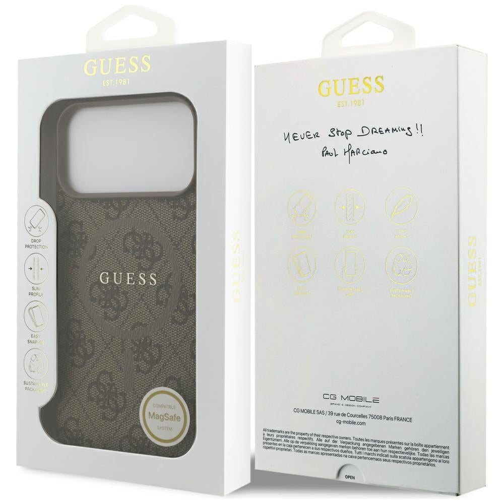 Capa Guess 4G Ring Classic Logo MagSafe - iPhone 17 Pro Max - Castanho