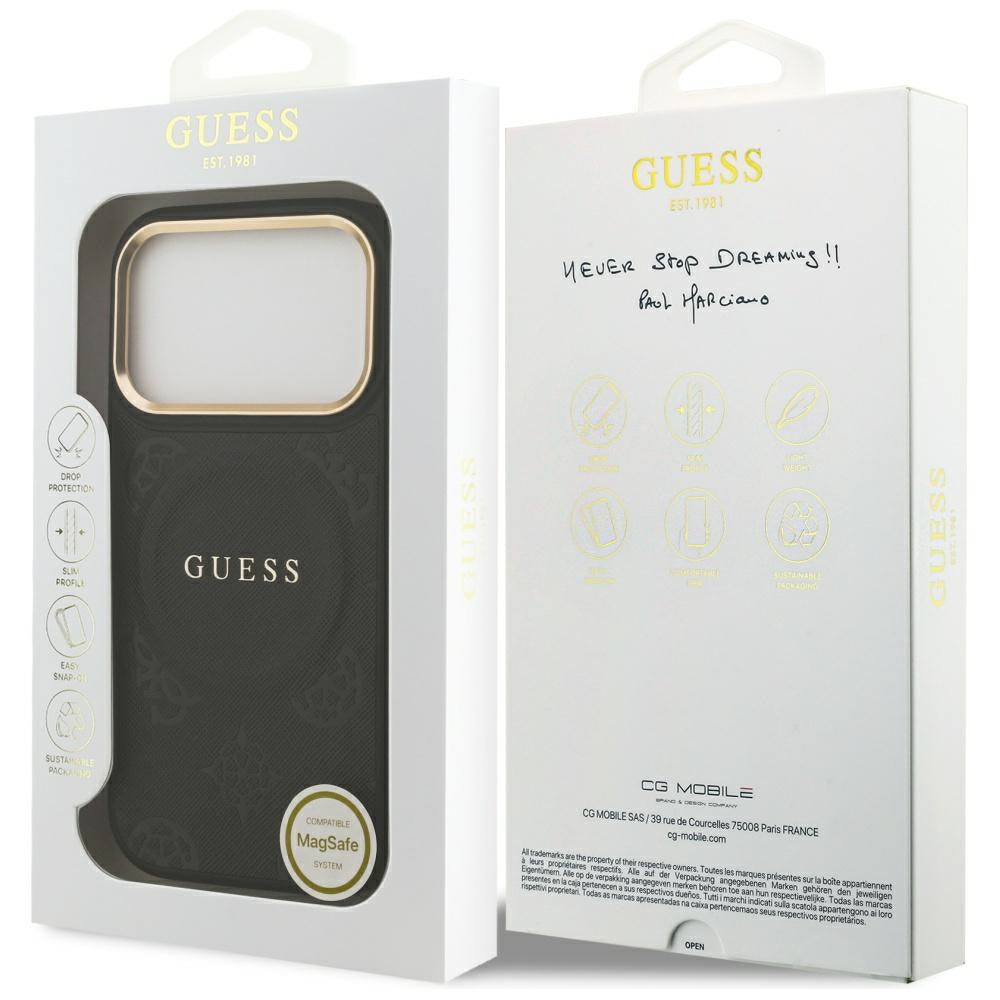 Capa Guess Peony Hot Stamp MagSafe - iPhone 17 Pro - Preto