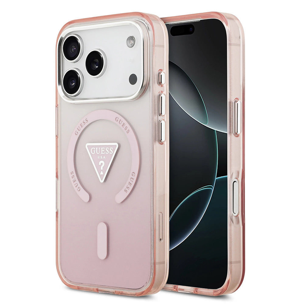 Capa Guess IML Gradient Triangle Logo MagSafe - iPhone 17 Pro - Rosa