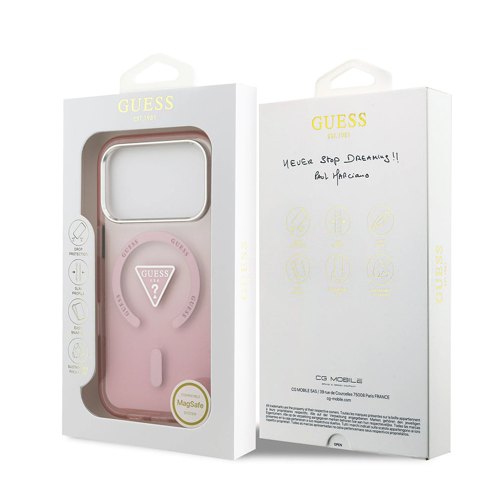 Capa Guess IML Gradient Triangle Logo MagSafe - iPhone 17 Pro - Rosa