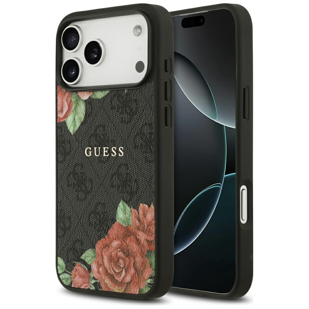 Capa Guess Hardcase 4G Flowers Print MagSafe - iPhone 17 Pro - Preto