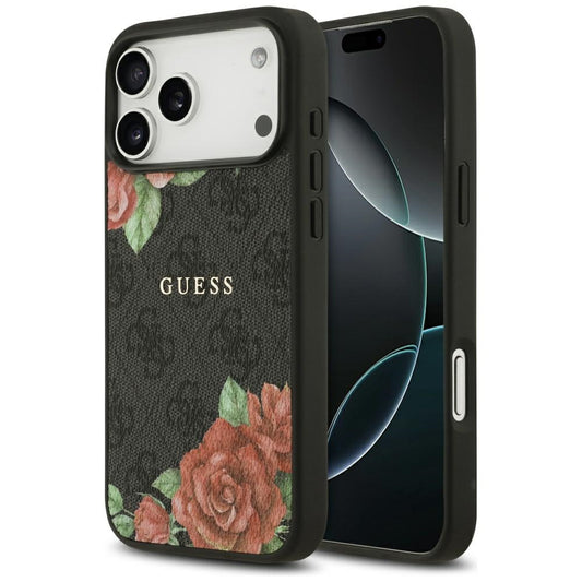 Capa Guess Hardcase 4G Flowers Print MagSafe - iPhone 17 Pro - Preto