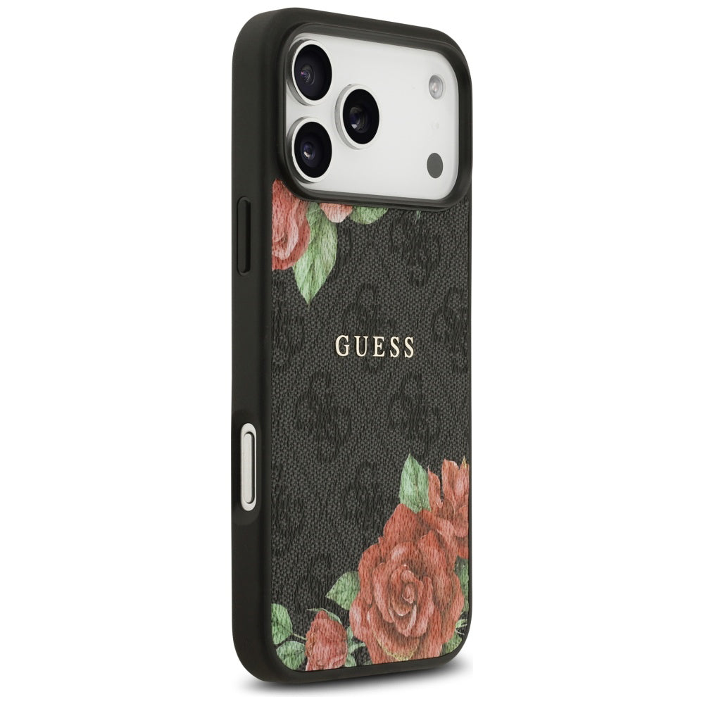 Capa Guess Hardcase 4G Flowers Print MagSafe - iPhone 17 Pro - Preto