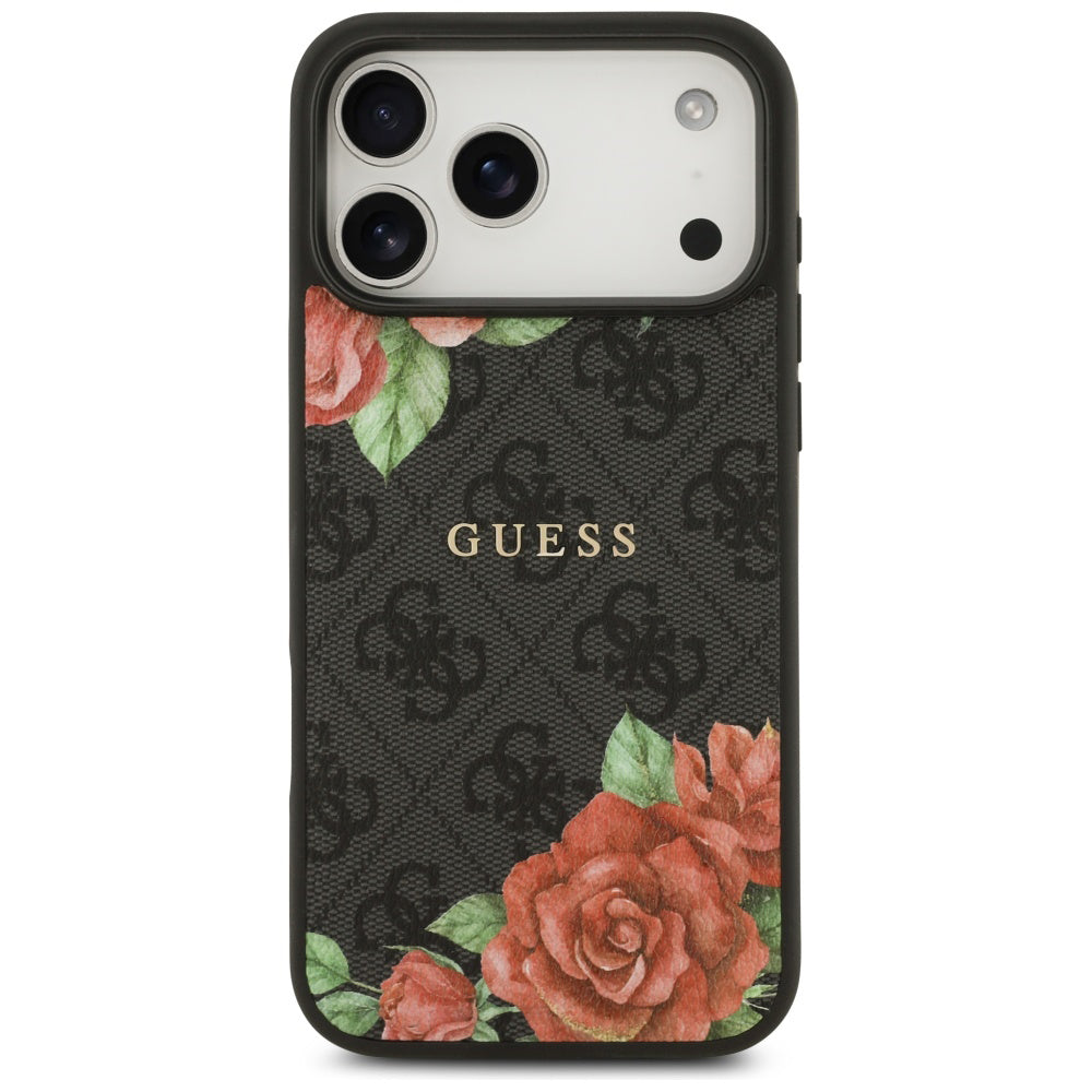 Capa Guess Hardcase 4G Flowers Print MagSafe - iPhone 17 Pro - Preto