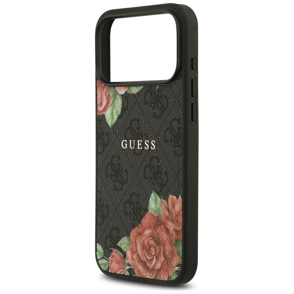 Capa Guess Hardcase 4G Flowers Print MagSafe - iPhone 17 Pro - Preto