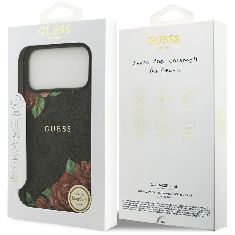 Capa Guess Hardcase 4G Flowers Print MagSafe - iPhone 17 Pro - Preto