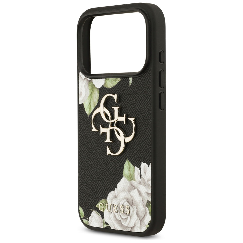 Capa Guess Hardcase 4G Grained Roses Big Logo - iPhone 17 Pro Max - Preto