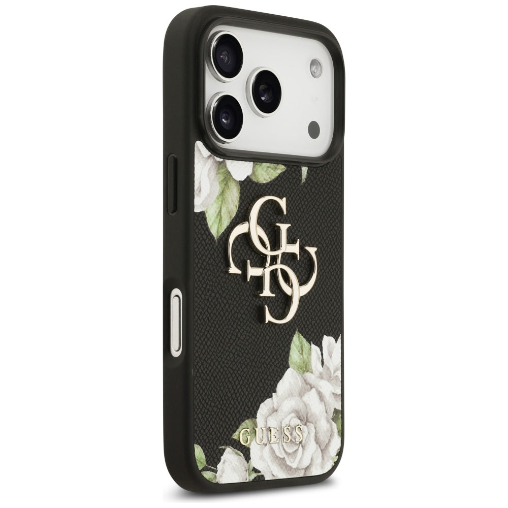 Capa Guess Hardcase 4G Grained Roses Big Logo - iPhone 17 Pro Max - Preto
