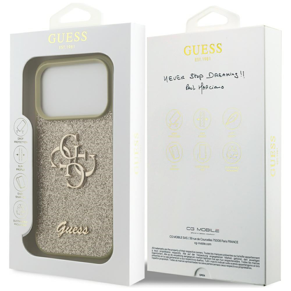 Capa Guess Fixed Glitter Big 4G - iPhone 17 Pro - Dourado