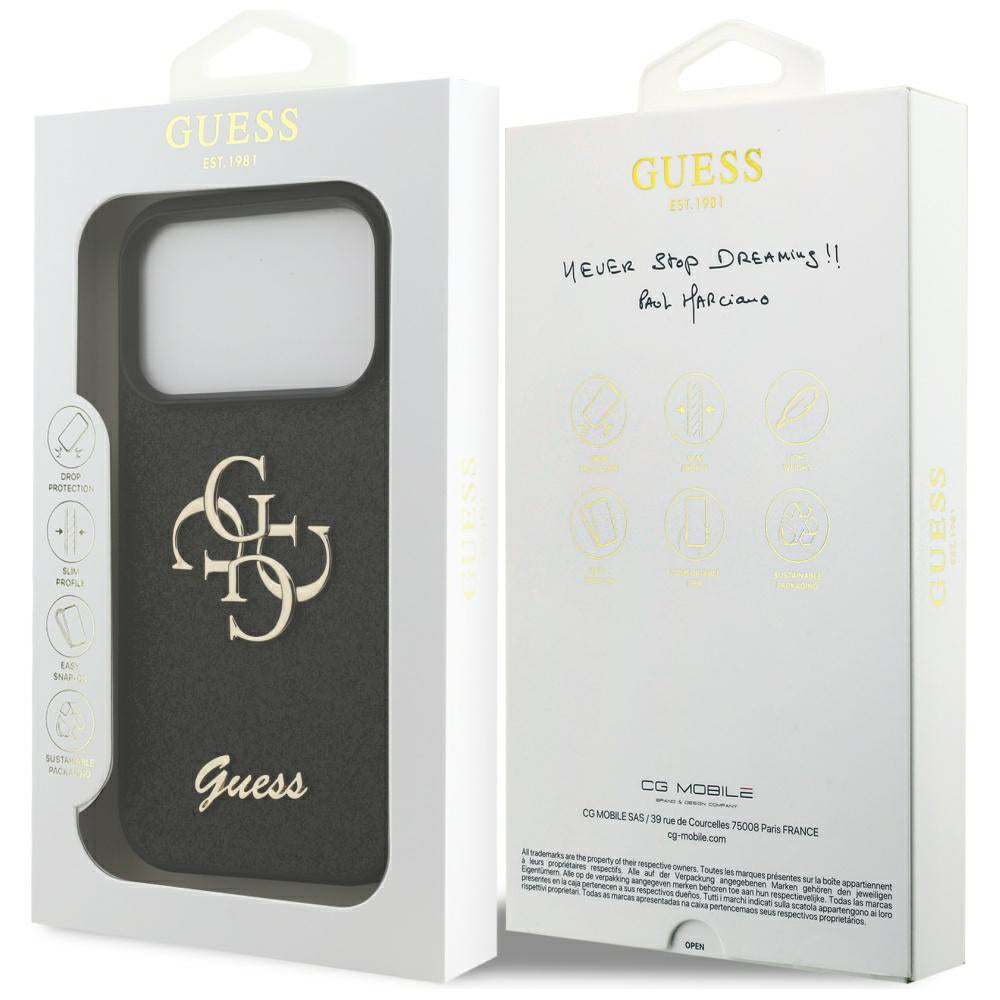 Capa Guess Fixed Glitter Big 4G - iPhone 17 Pro Max - Preto