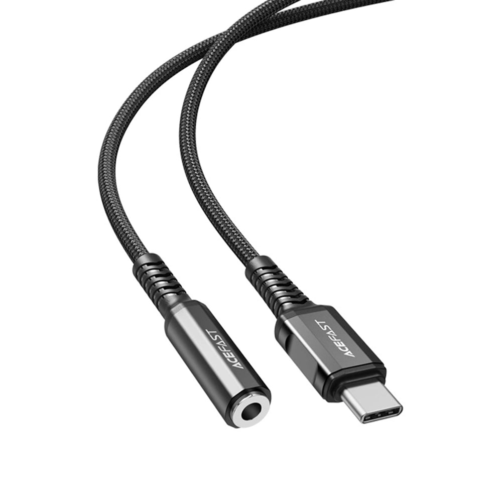 Acefast - Audio Cable Adapter (C1-07) - Type-C to Jack 3.5mm Female, Hi-Fi, DAC Digital Decoding, Nylon Braid, 0.18m - Black
