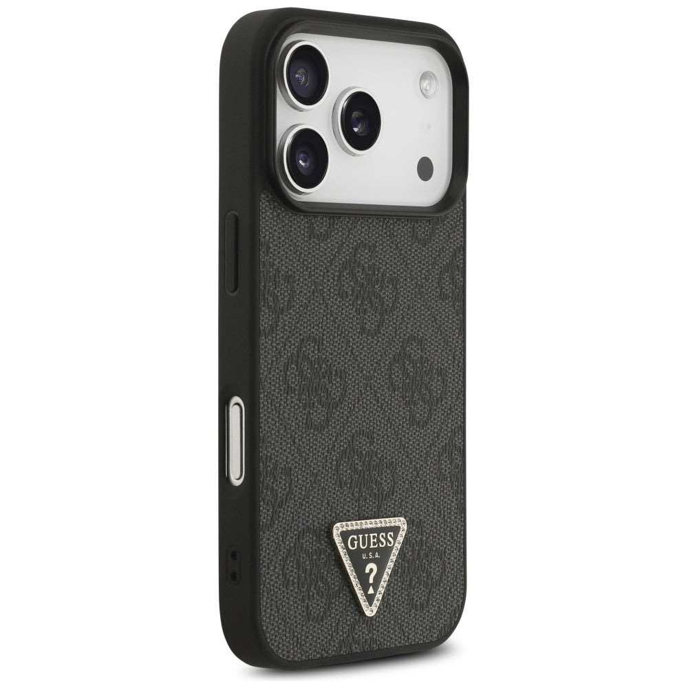 Capa Guess Leather 4G Triangle Strass MagSafe - iPhone 17 Pro Max - Preto