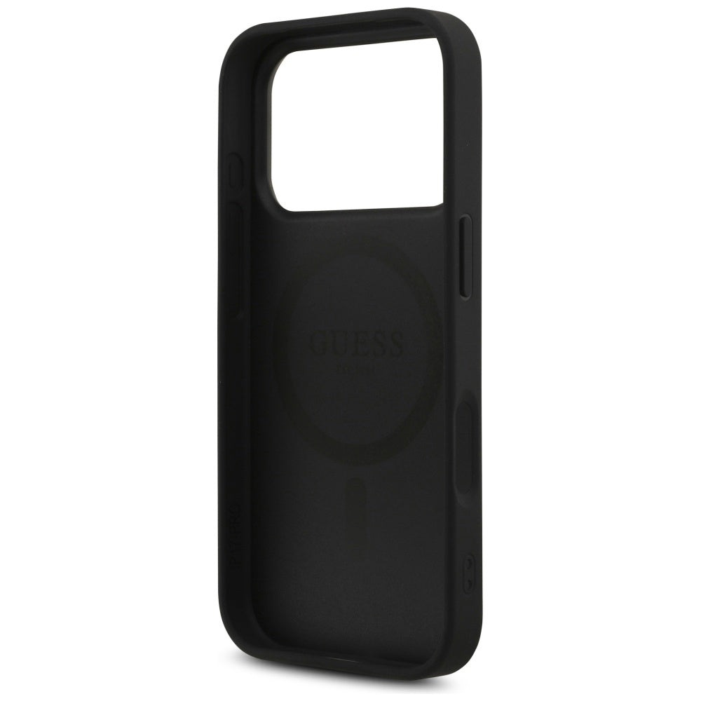 Capa Guess Leather 4G Triangle Strass MagSafe - iPhone 17 Pro Max - Preto