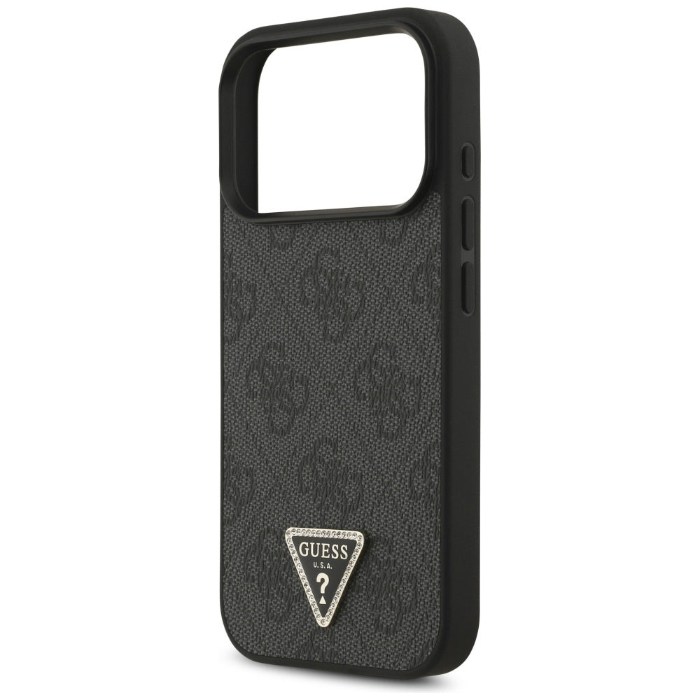 Capa Guess Leather 4G Triangle Strass MagSafe - iPhone 17 Pro Max - Preto