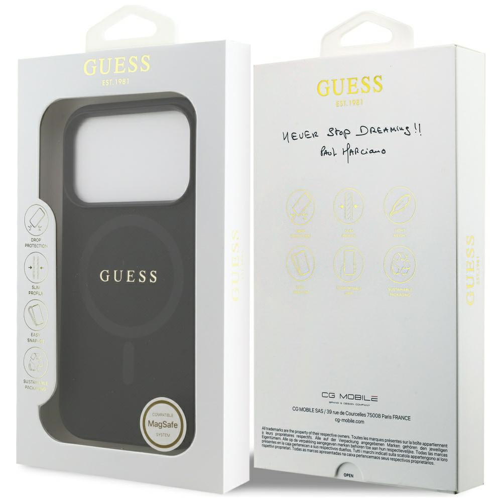Capa Guess Saffiano MagSafe - iPhone 17 Pro Max - Preto