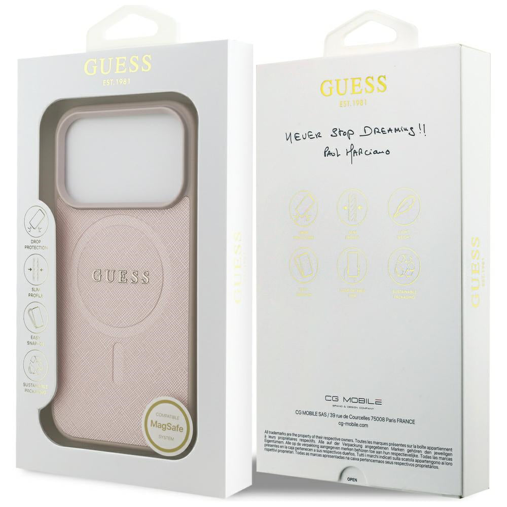 Capa Guess Saffiano MagSafe - iPhone 17 Pro - Rosa