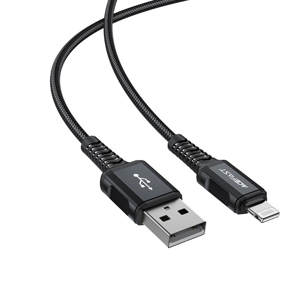 Acefast - Data Cable (C4-02) - Fast Charging, USB to Lightning, 2.4A, Aluminum Alloy, 1.8m - Black