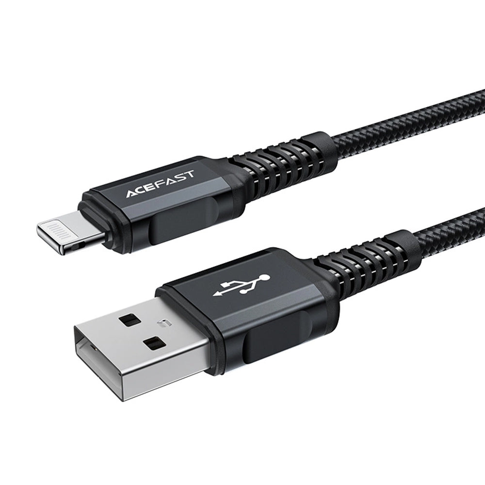 Acefast - Data Cable (C4-02) - Fast Charging, USB to Lightning, 2.4A, Aluminum Alloy, 1.8m - Black