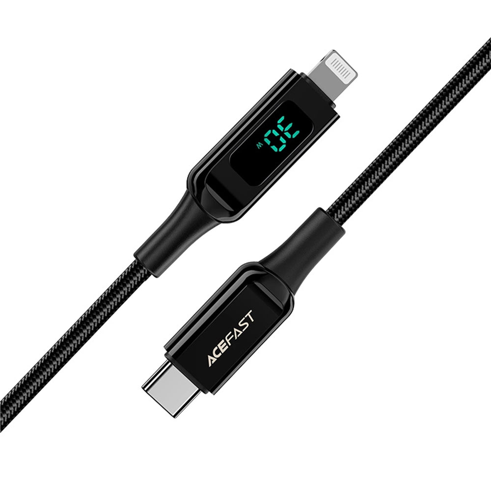 Acefast - Data Cable (C6-01) - Type-C to Lightning, Fast Charging, 3A, LED Display, 1.2m - Black