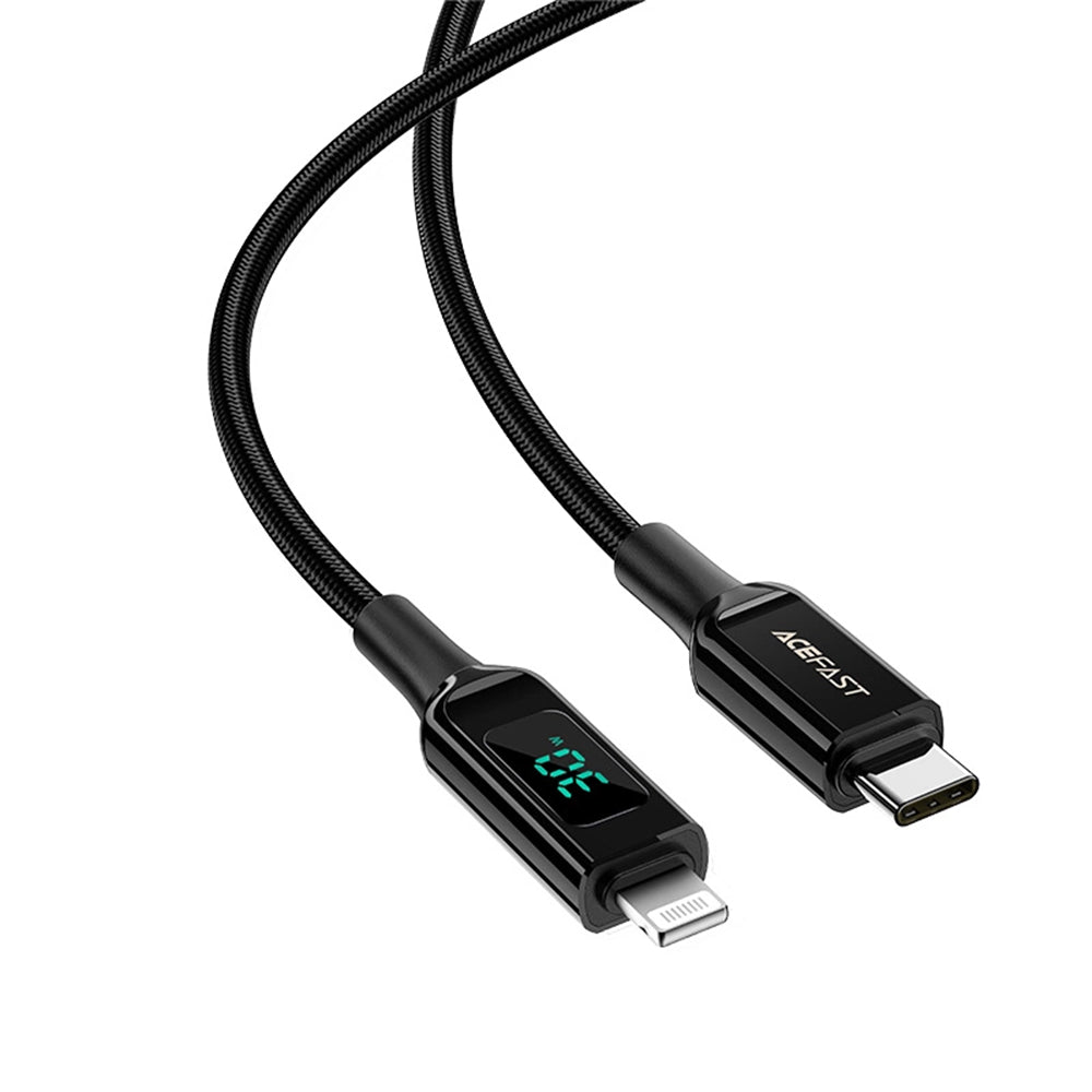 Acefast - Data Cable (C6-01) - Type-C to Lightning, Fast Charging, 3A, LED Display, 1.2m - Black