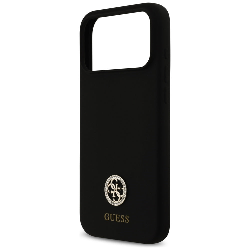 Capa Guess Silicone Logo Strass 4G MagSafe - iPhone 17 Pro Max - Preto