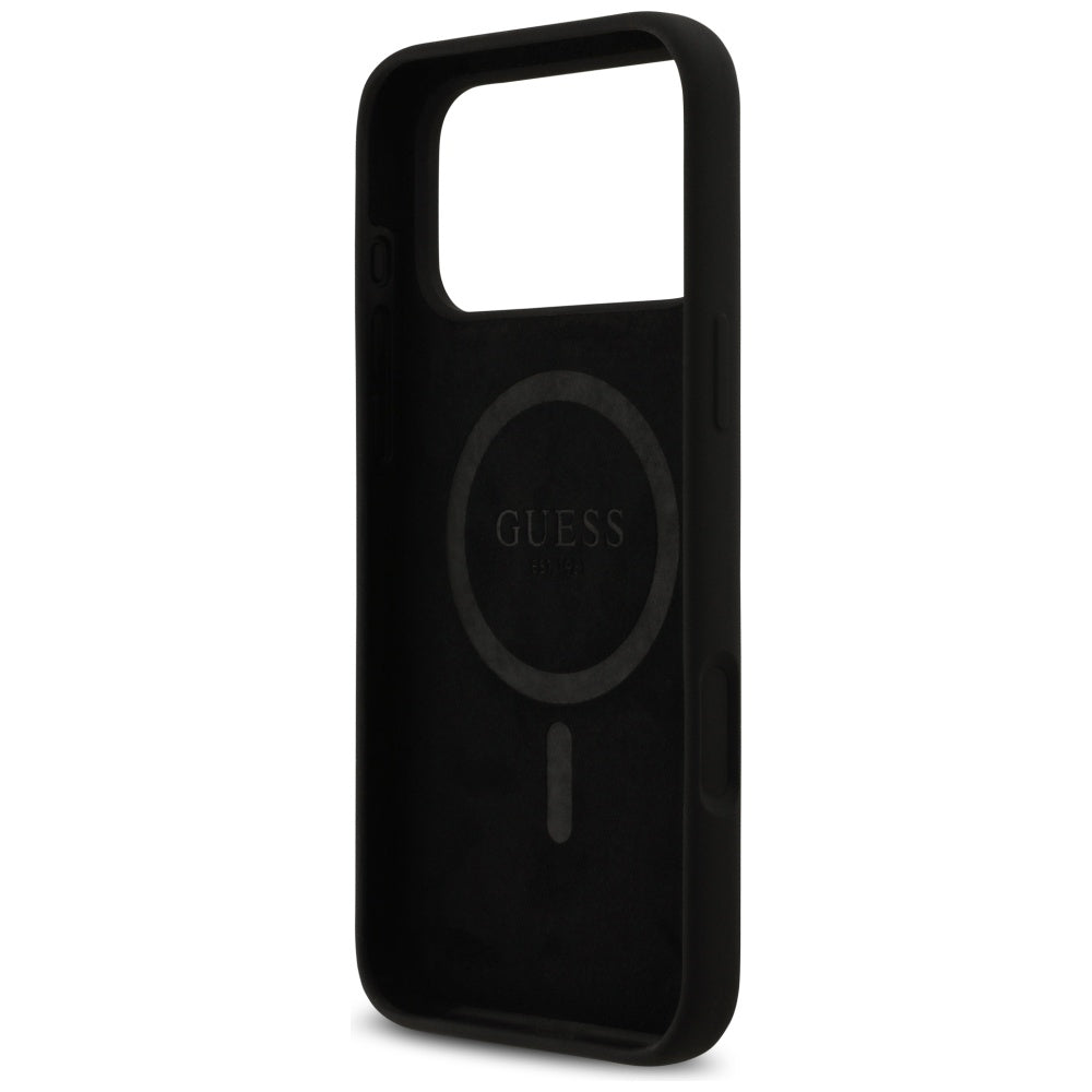 Capa Guess Silicone Logo Strass 4G MagSafe - iPhone 17 Pro Max - Preto